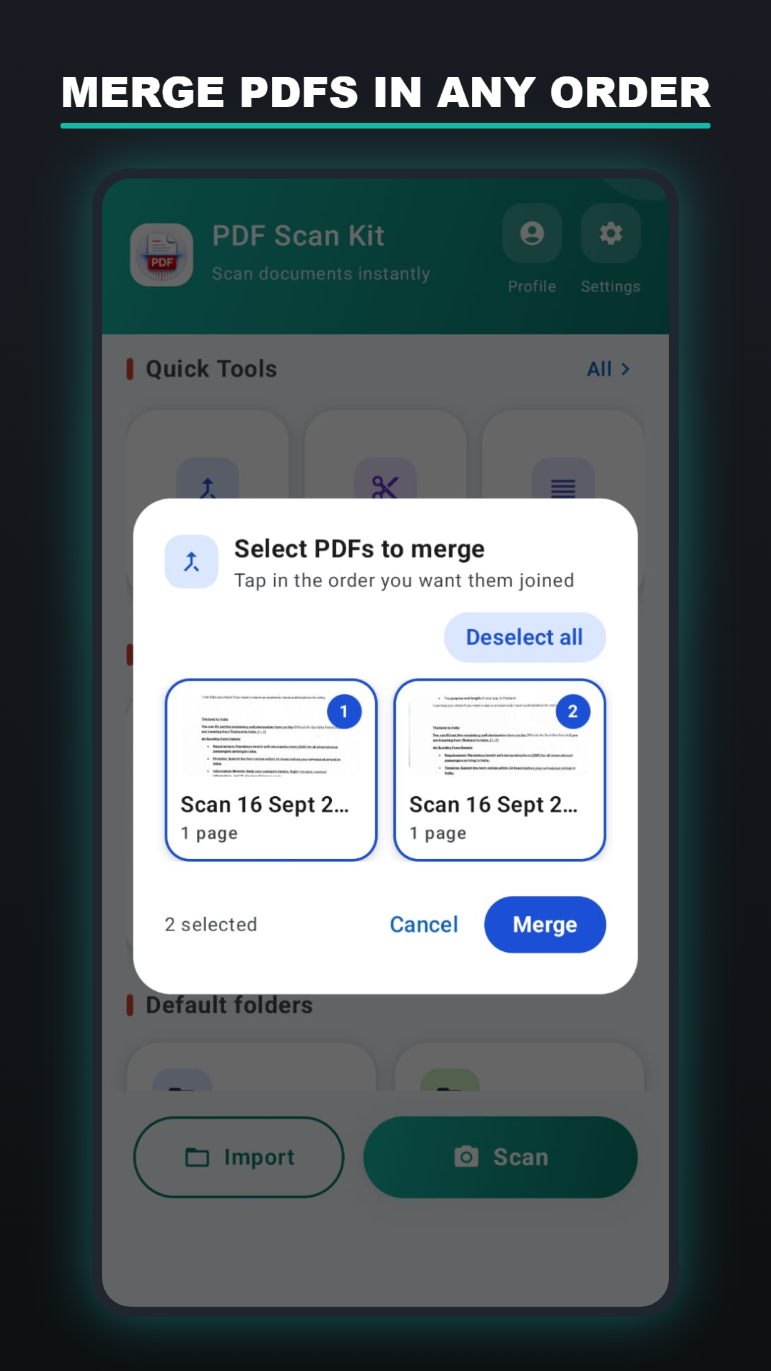 Merging PDFs in any order